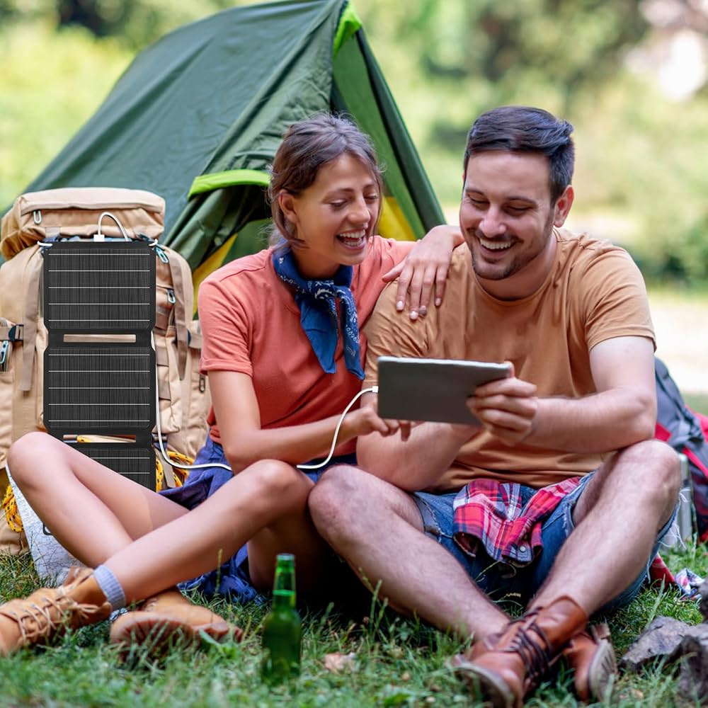 solar power bank with panels for camping